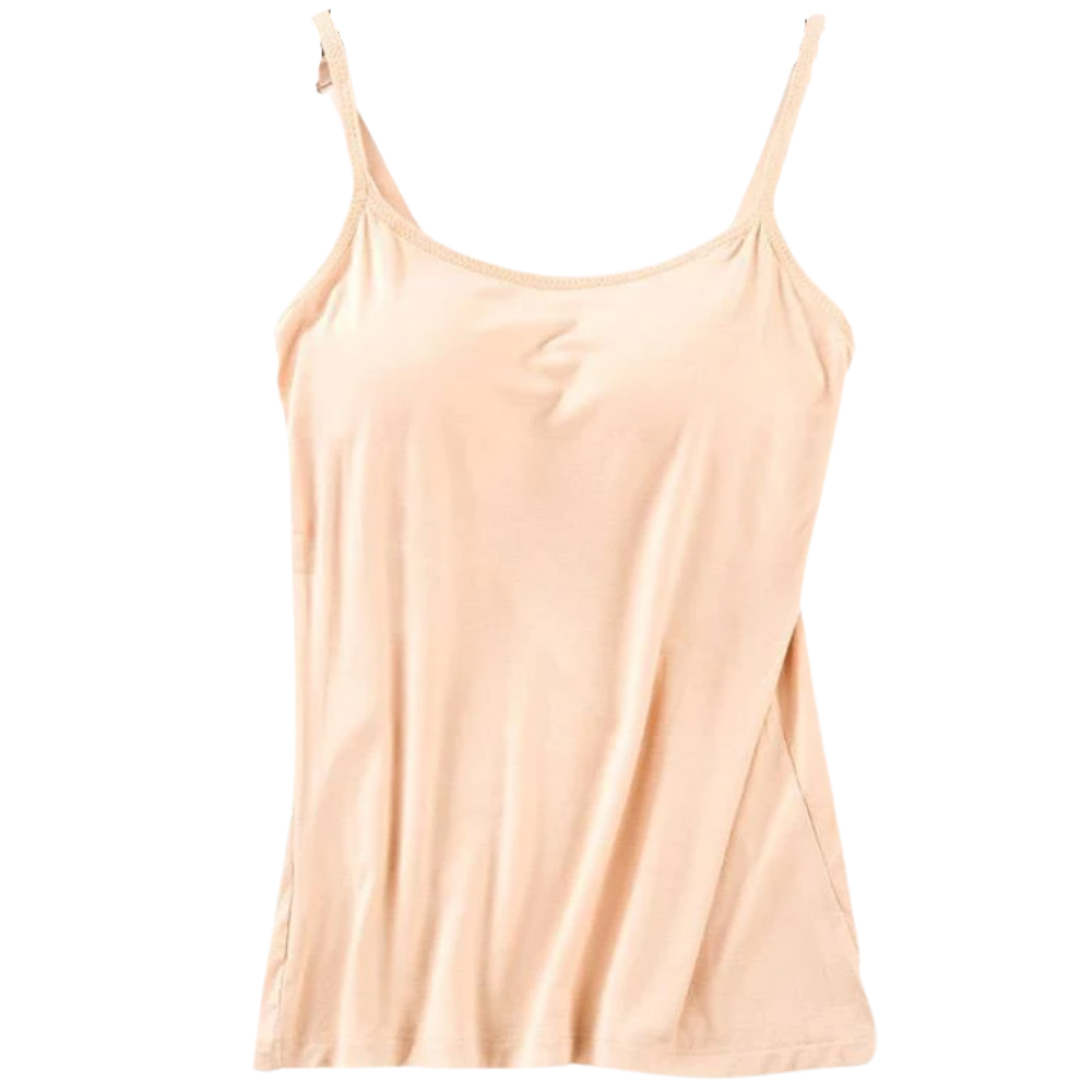 Camisole with Built-In Bra -Beige - Ozerty