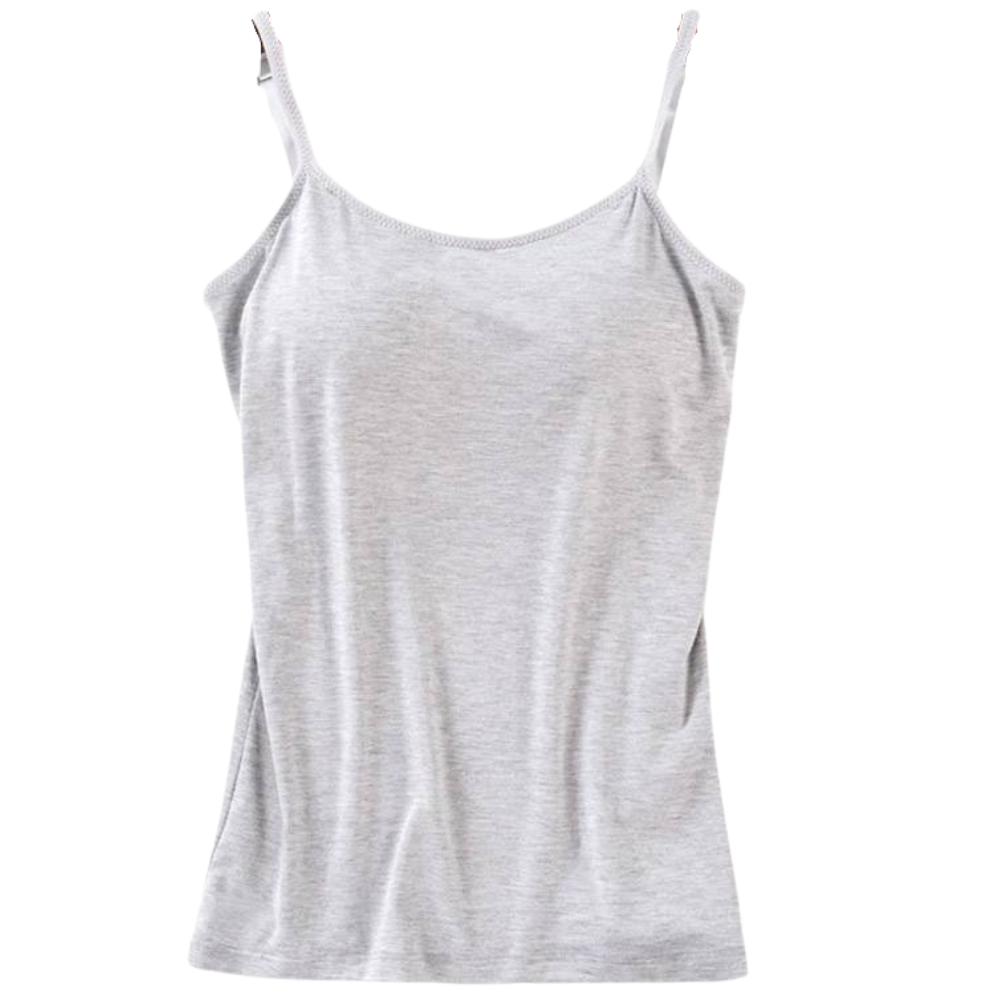 Camisole with Built-In Bra -Gray - Ozerty