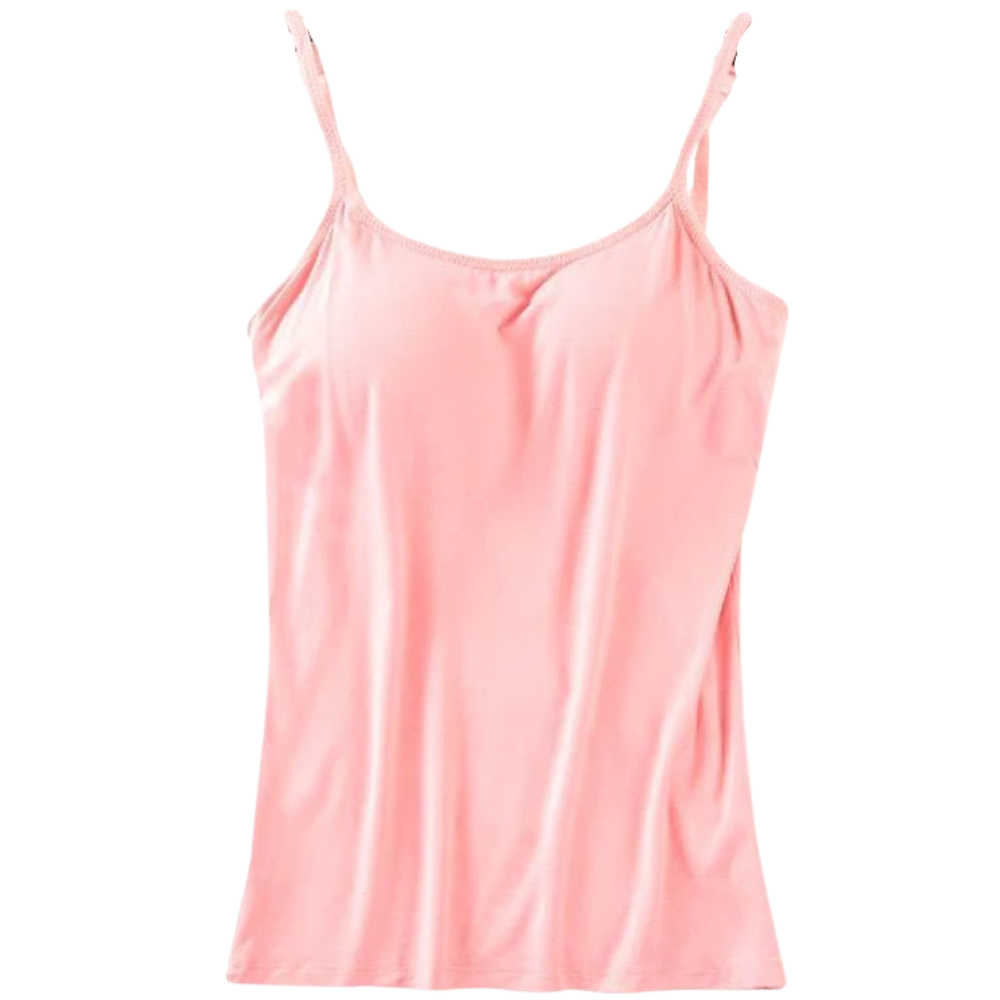 Camisole with Built-In Bra -Pink - Ozerty