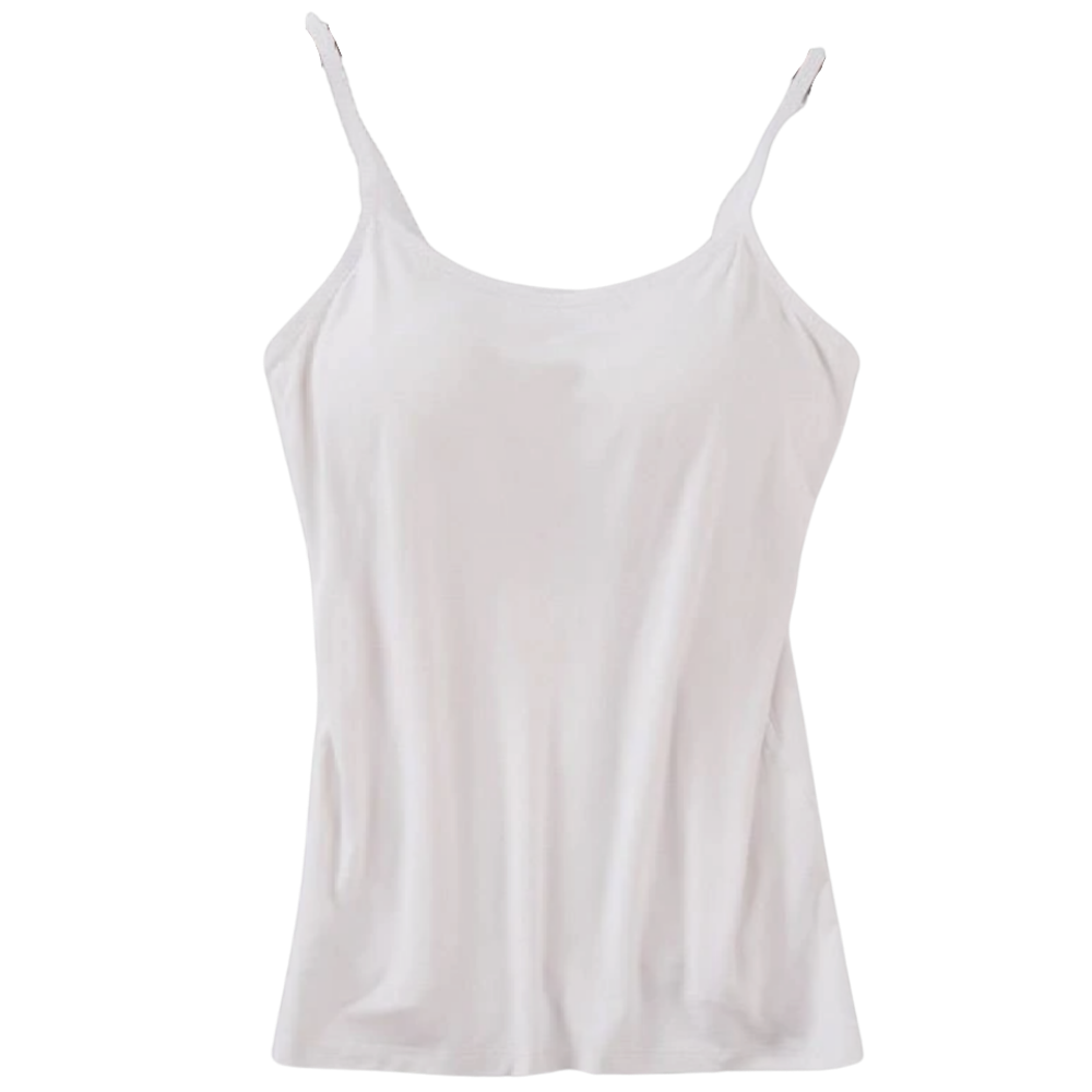 Camisole with Built-In Bra -White - Ozerty