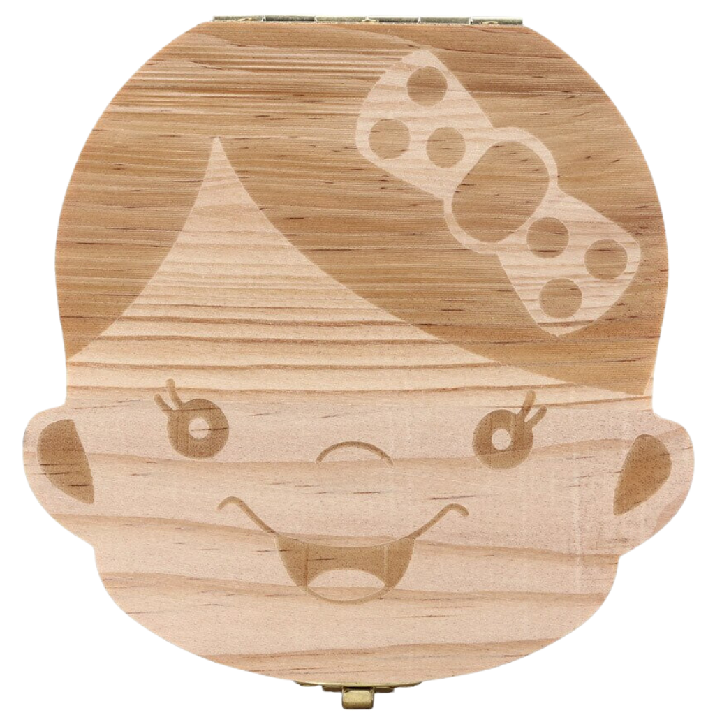 Wooden Baby Teeth Box -Girl - Ozerty