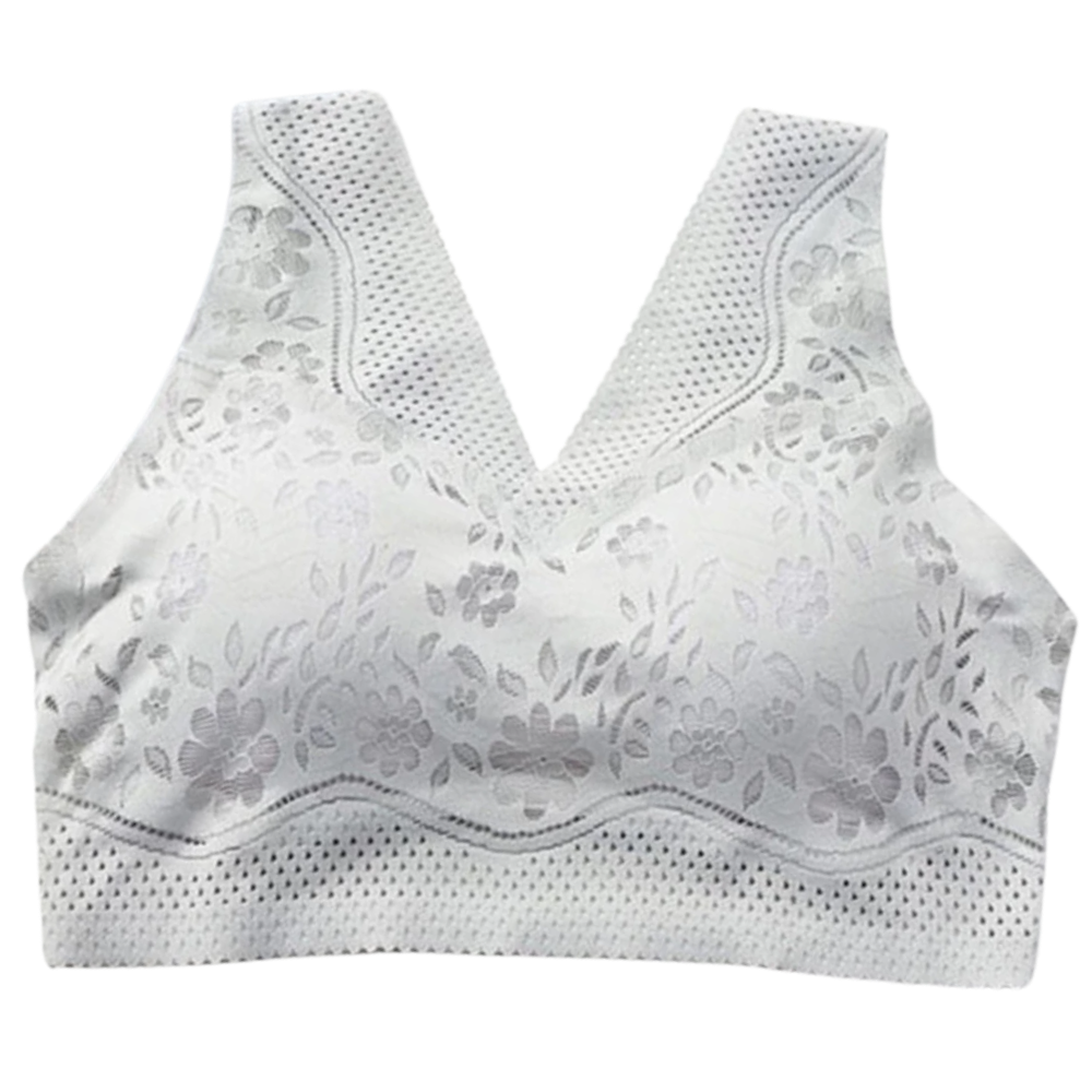 Seamless Breathable Lacy Bra -Gray - Ozerty