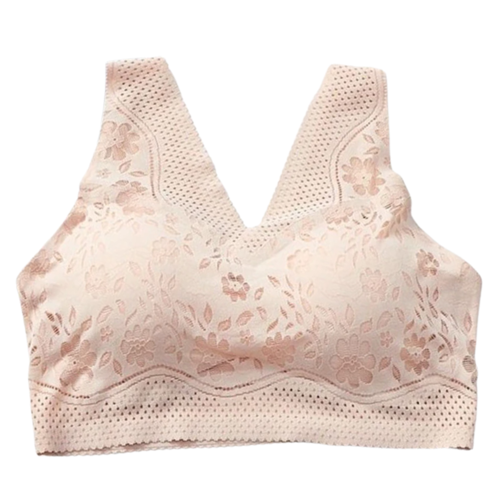 Seamless Breathable Lacy Bra -Pink - Ozerty