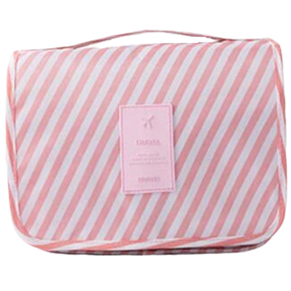 Travel Cosmetics Bag -Pink Stripes - Ozerty