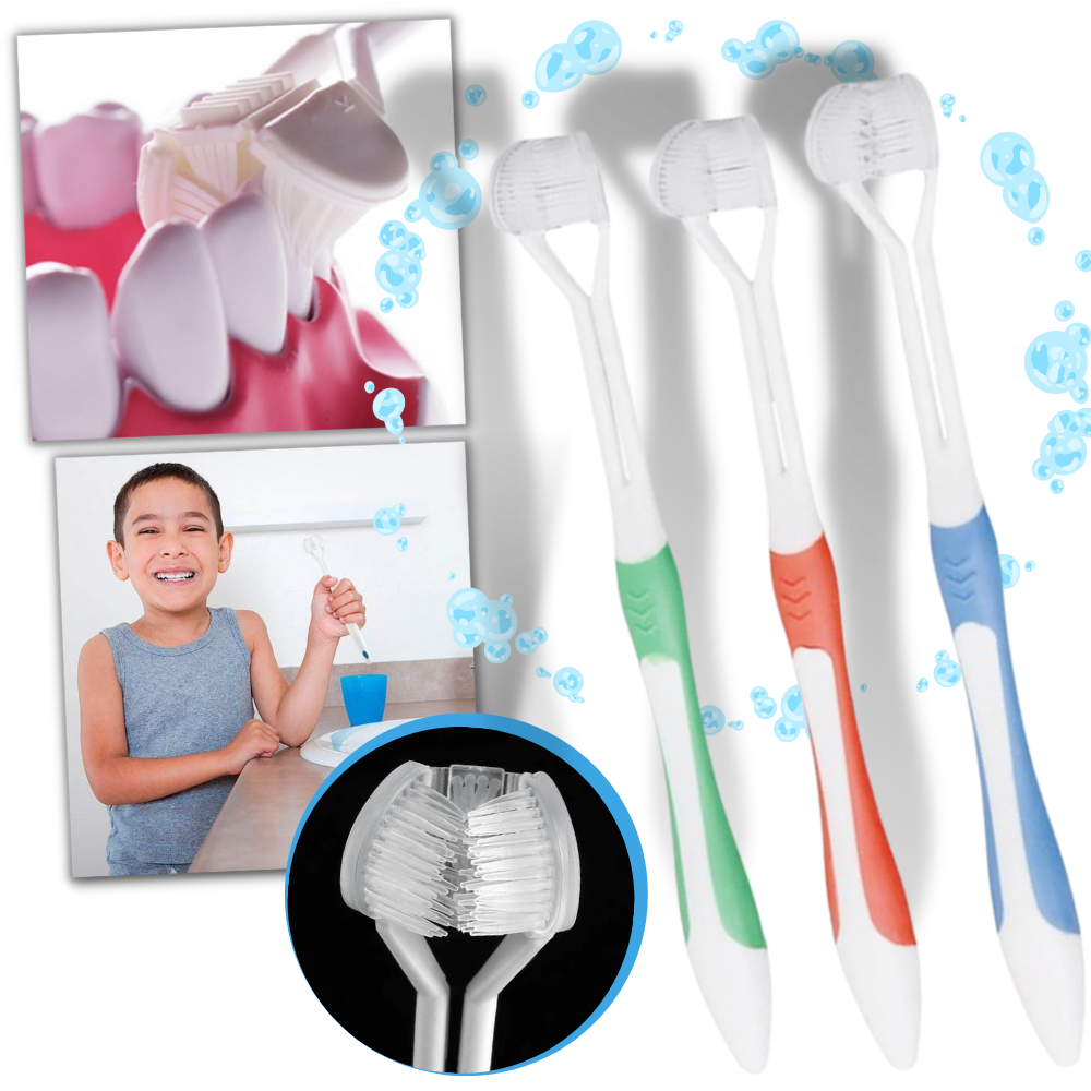 Three-sided Toothbrush For Adults and Kids - Ozerty