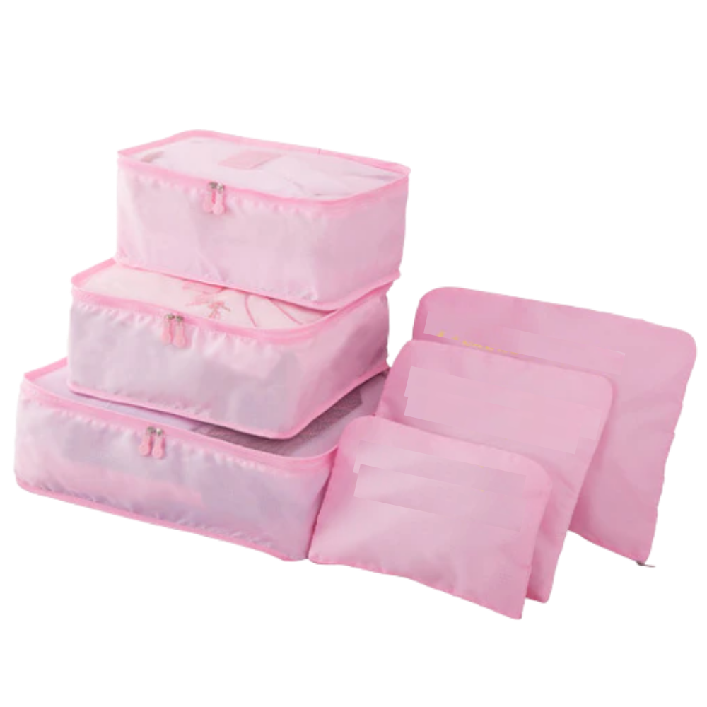 Set of 6 Small Travel Bags for Suitcase -Pink - Ozerty