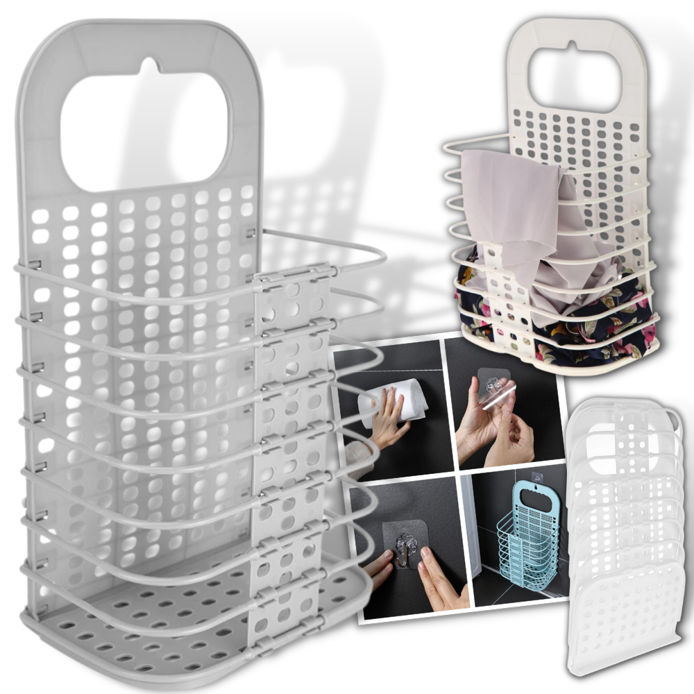 Plastic Folding Wall-Mountable Laundry Basket - Ozerty