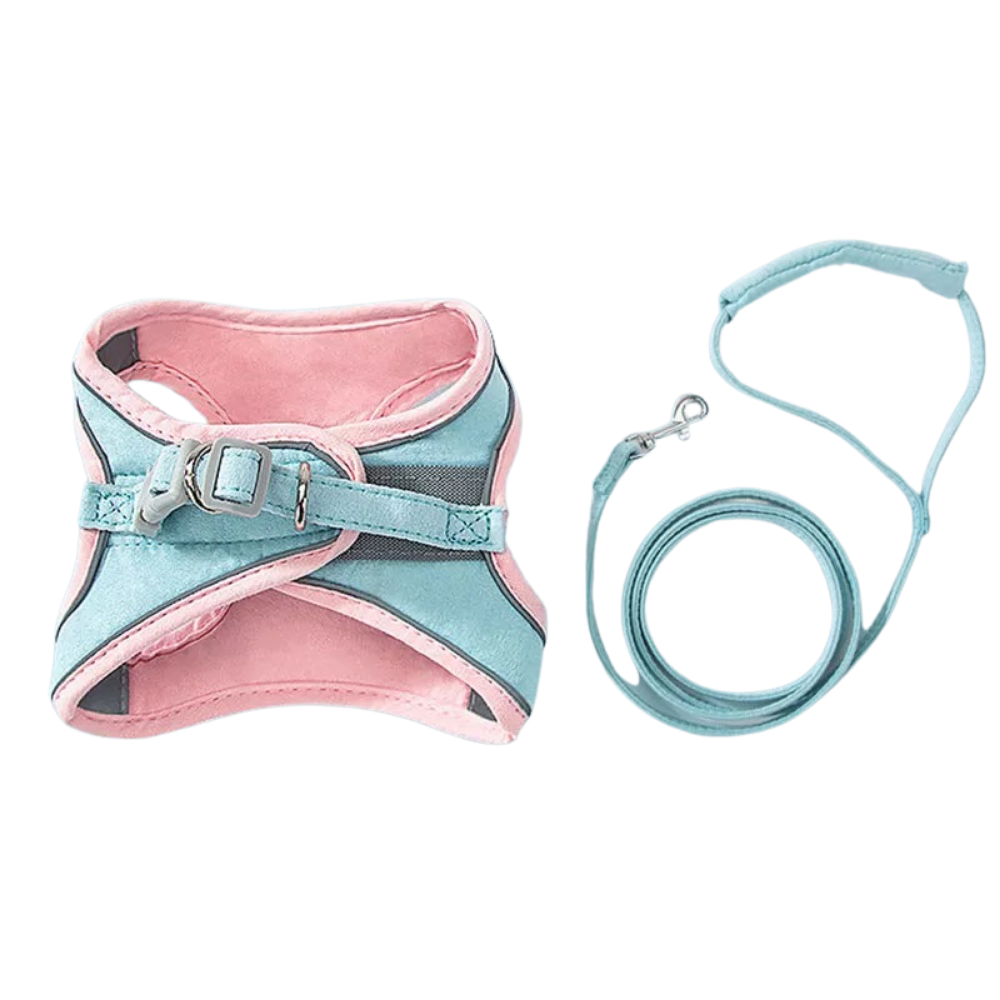 Pet Harness and Leash Set -Pink-Blue - Ozerty