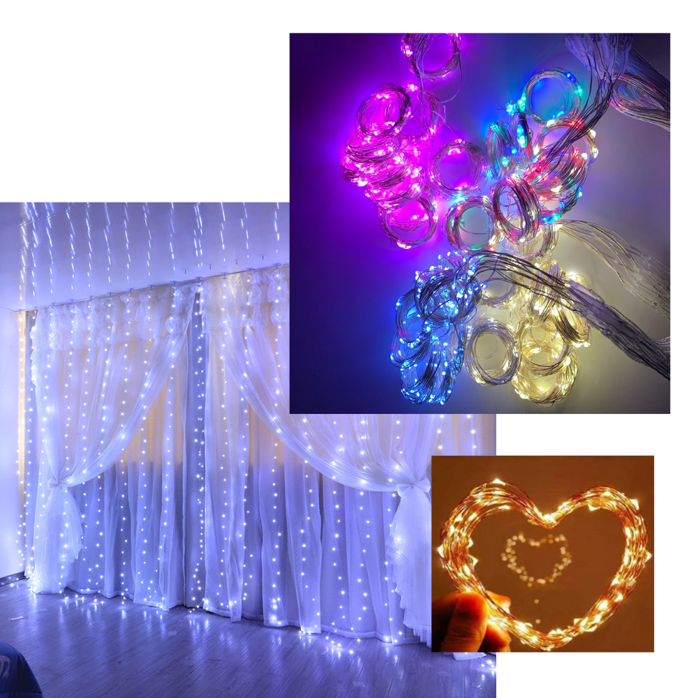 String Curtain of Fairy Lights with Remote Control - Ozerty