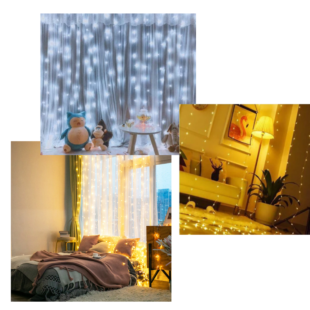 String Curtain of Fairy Lights with Remote Control - Ozerty