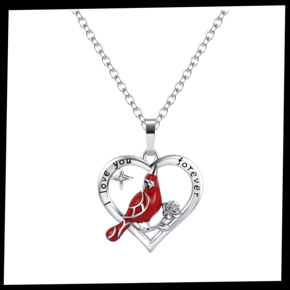 Cardinal Heart Pendant Necklace - Ozerty