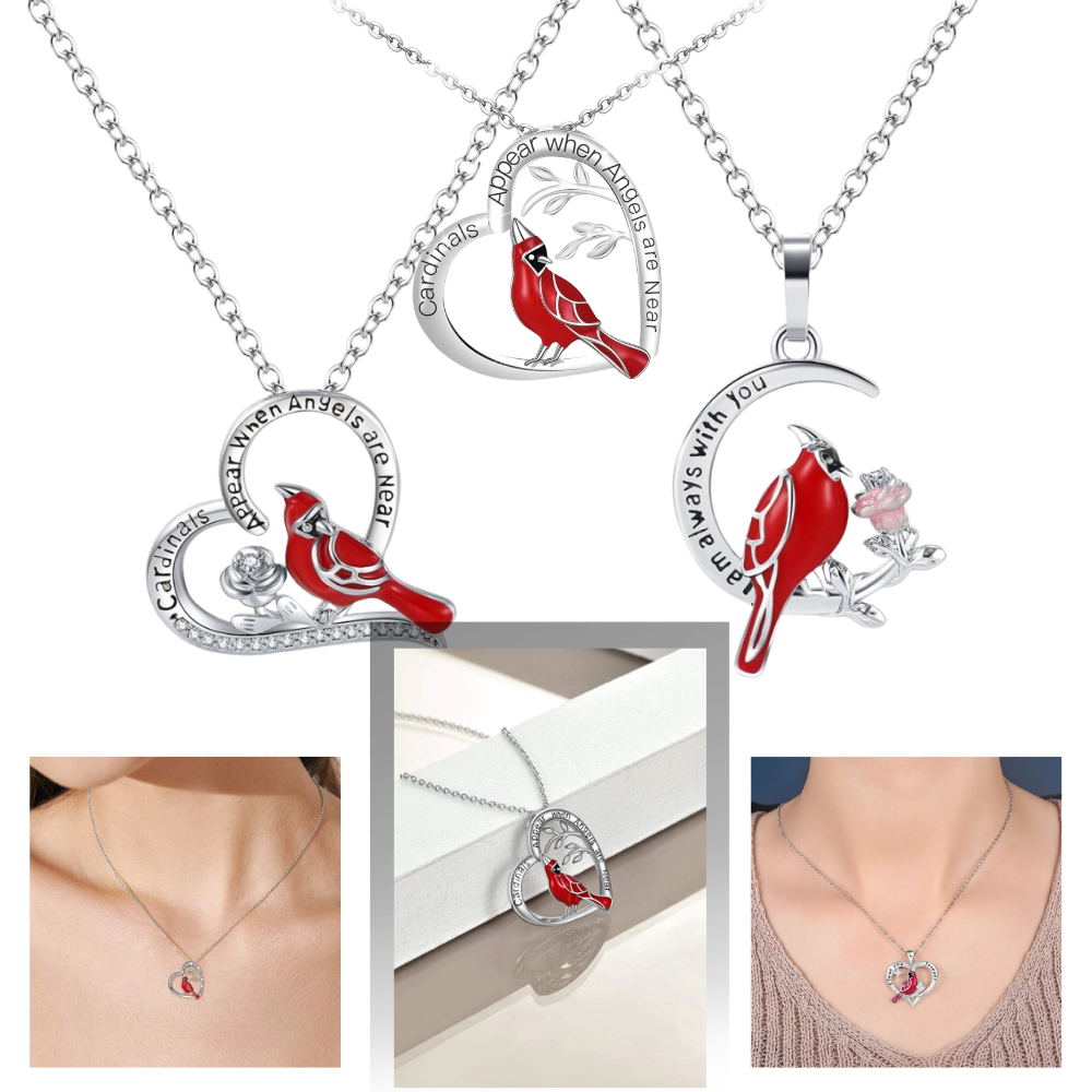 Cardinal Heart Pendant Necklace - Ozerty