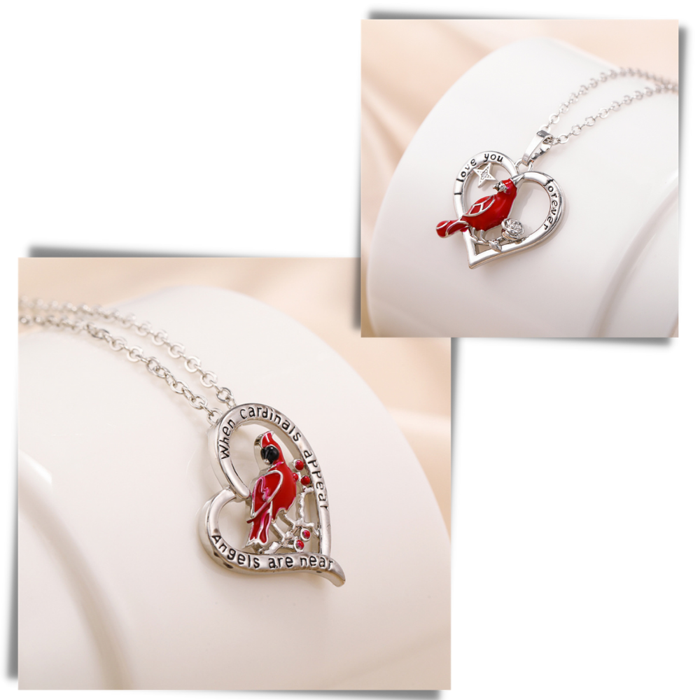 Cardinal Heart Pendant Necklace - Ozerty