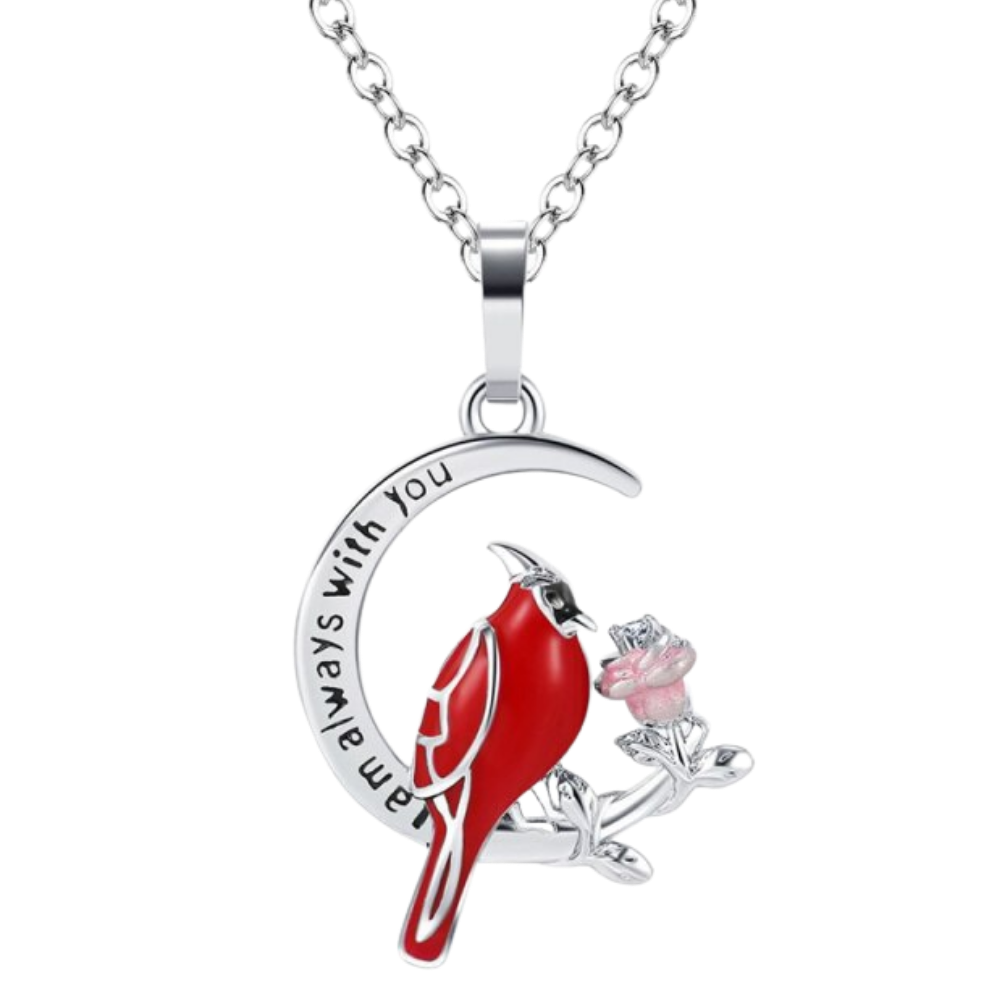 Cardinal Heart Pendant Necklace -Pink Rose - Ozerty