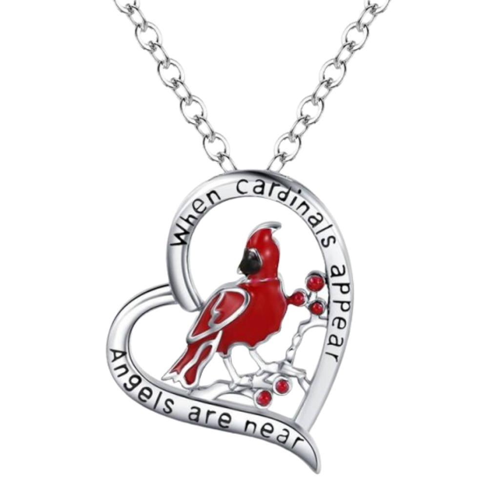 Cardinal Heart Pendant Necklace -Red Fruit - Ozerty