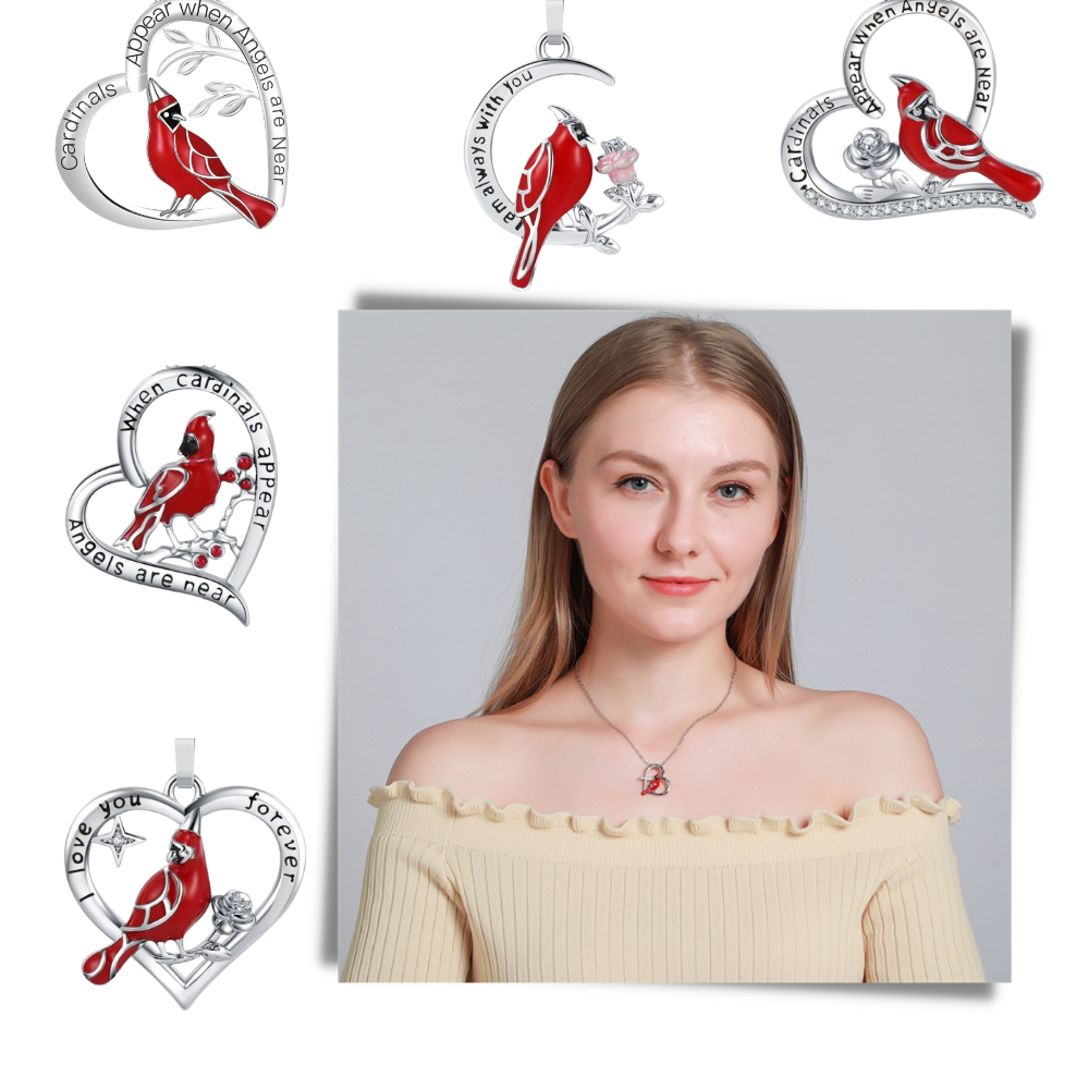 Cardinal Heart Pendant Necklace - Ozerty