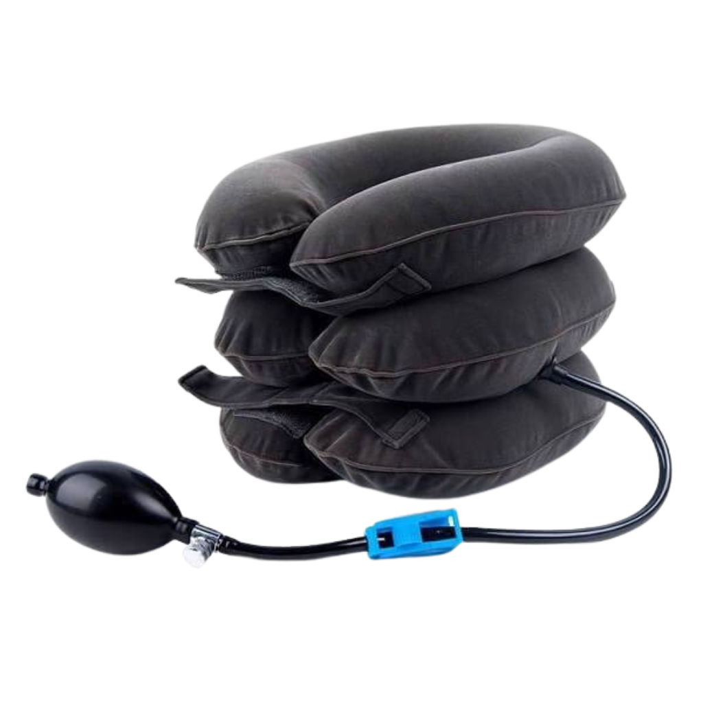 Cervical neck traction inflatable collar -Gray - Ozerty