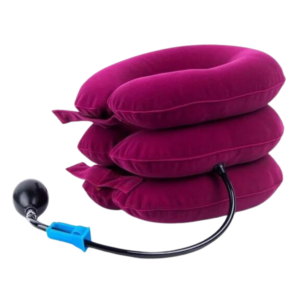 Cervical neck traction inflatable collar -Pink - Ozerty