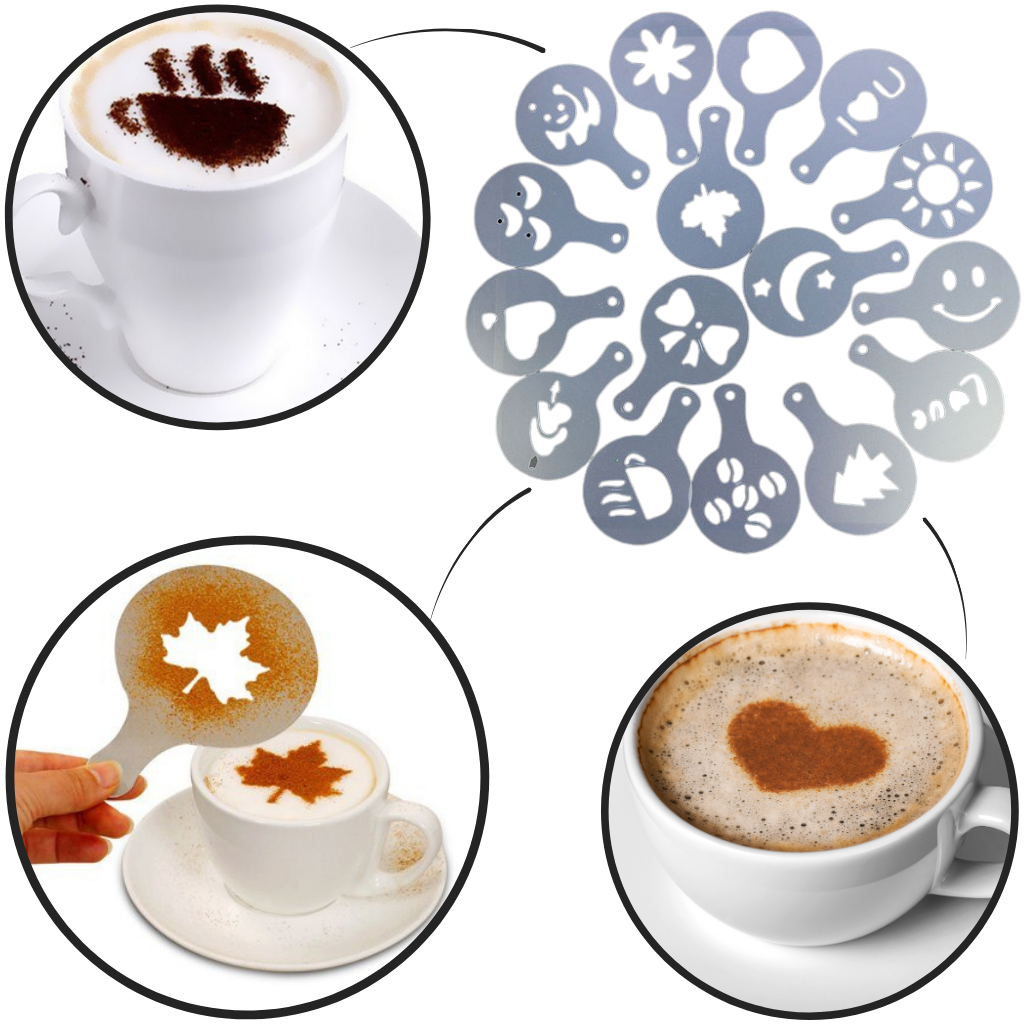 Coffee Stencils (16 Pcs) - Ozerty