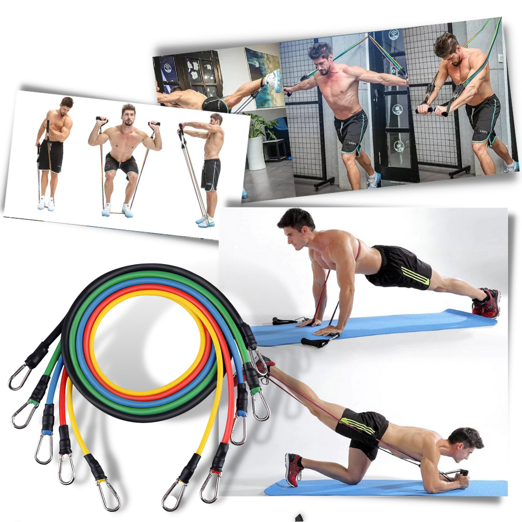 Complete Exercise Resistance Bands Set (11 Pcs) - Ozerty