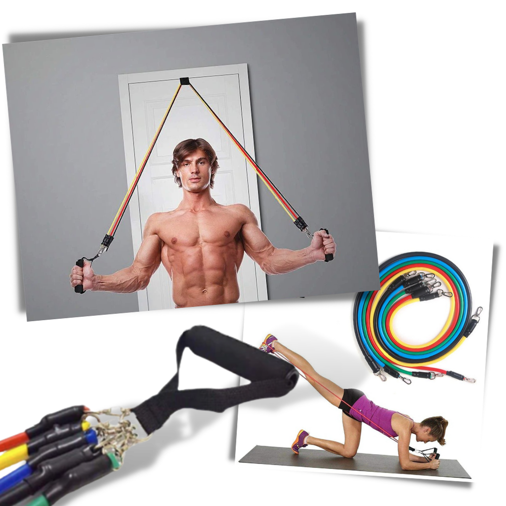 Complete Exercise Resistance Bands Set (11 Pcs) - Ozerty
