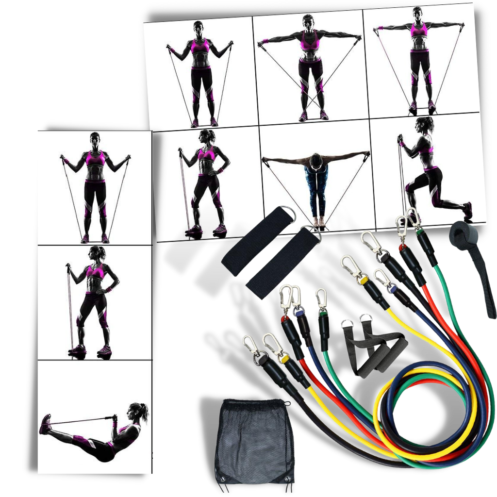 Complete Exercise Resistance Bands Set (11 Pcs) - Ozerty