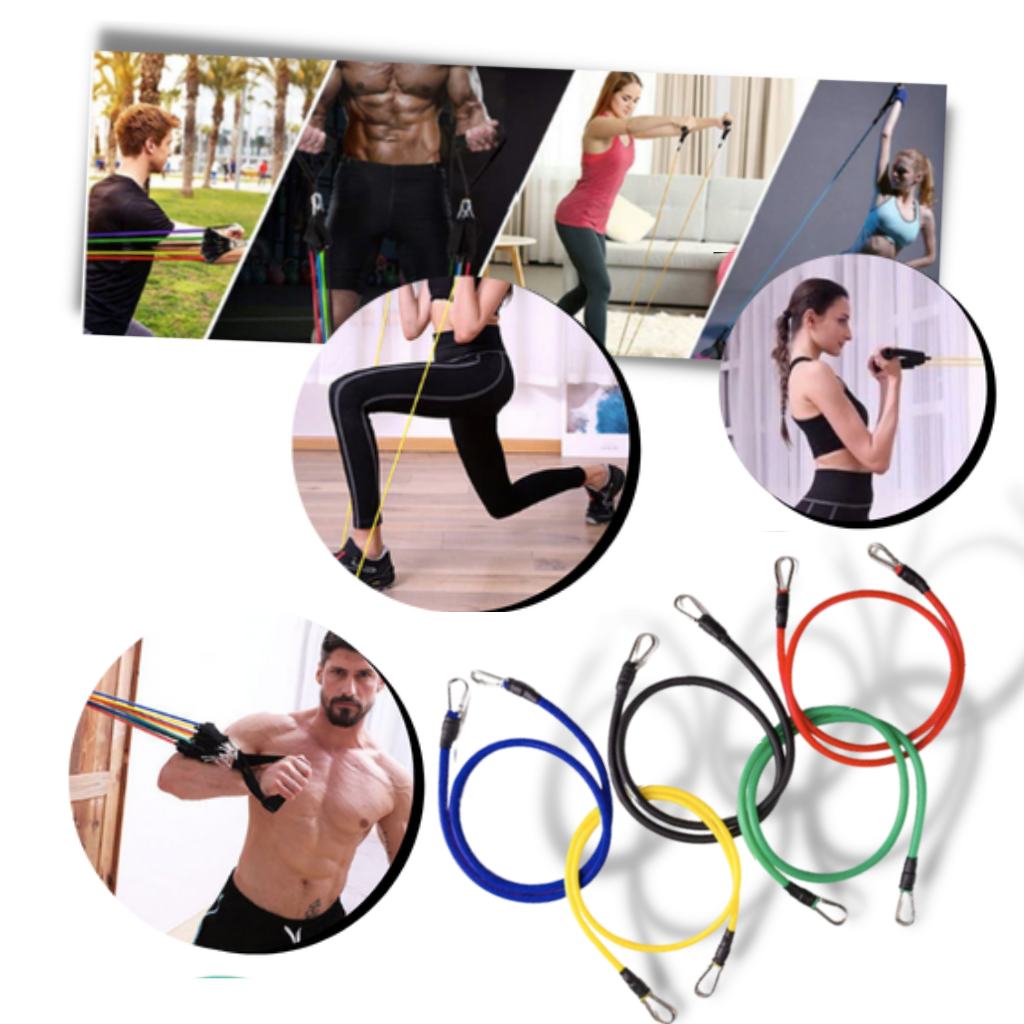Complete Exercise Resistance Bands Set (11 Pcs) - Ozerty