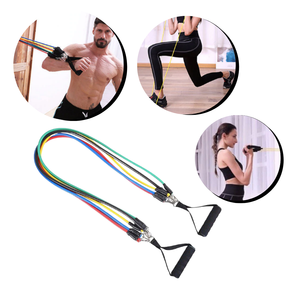 Complete Exercise Resistance Bands Set (11 Pcs) - Ozerty