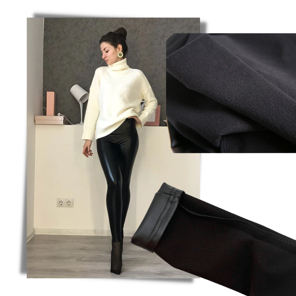 High-waisted Faux Leather Trousers - Ozerty