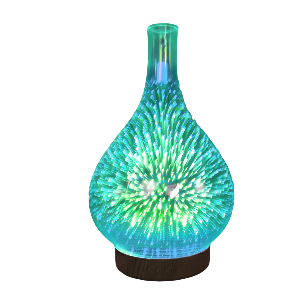 Essential Oil Diffuser Fireworks Pattern Vase Shape -Dark Wood - Ozerty