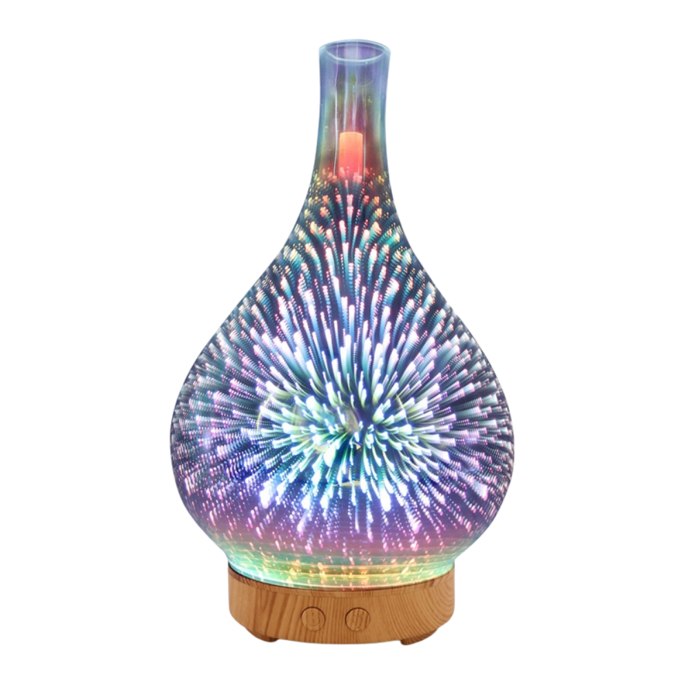 Essential Oil Diffuser Fireworks Pattern Vase Shape -Light Wood - Ozerty