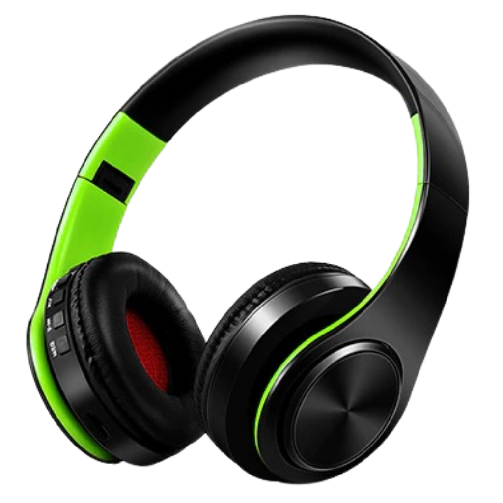 Foldable bluetooth headphones -Green/Black - Ozerty