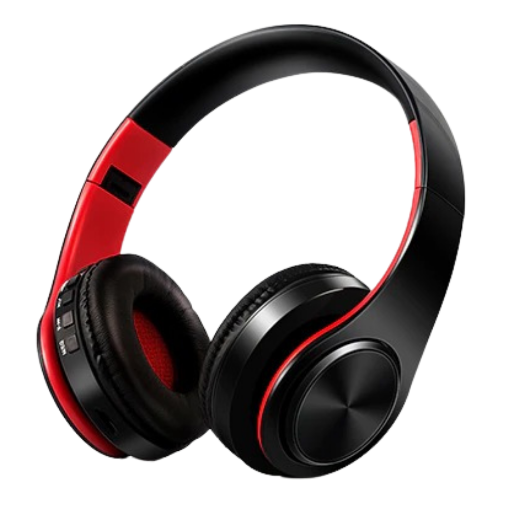 Foldable bluetooth headphones -Red/Black - Ozerty