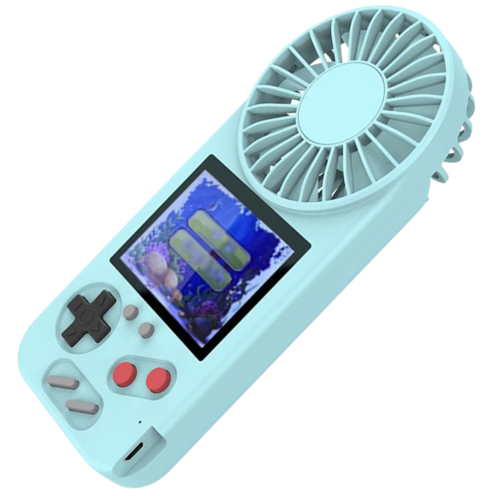 Multi-Game Hand-Held Console with Fan -Blue - Ozerty