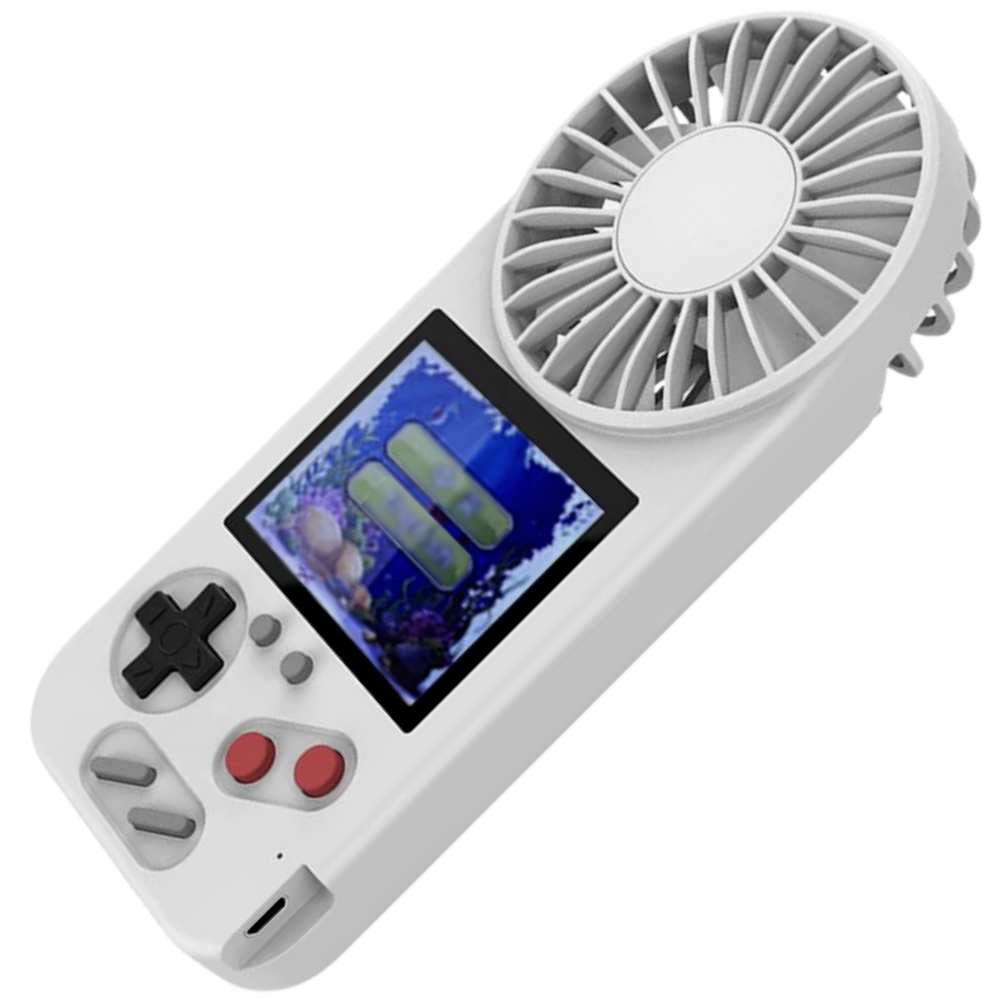 Multi-Game Hand-Held Console with Fan -White - Ozerty