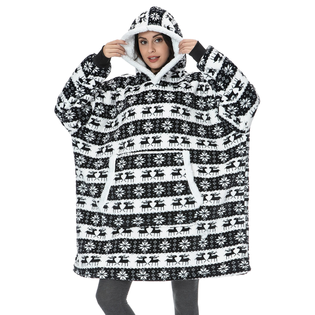 Giant Blanket Hoodie -Christmas Black - Ozerty