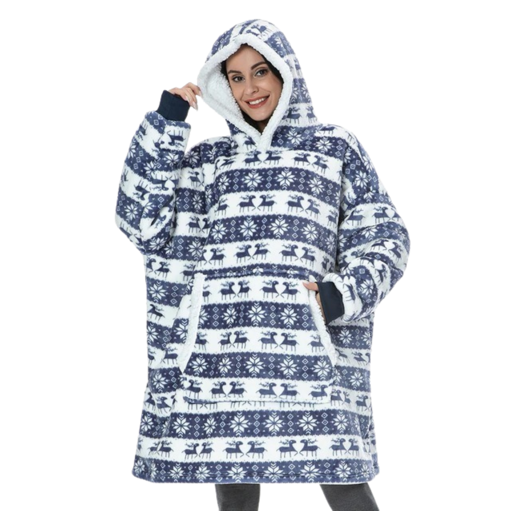 Giant Blanket Hoodie -Christmas Blue - Ozerty