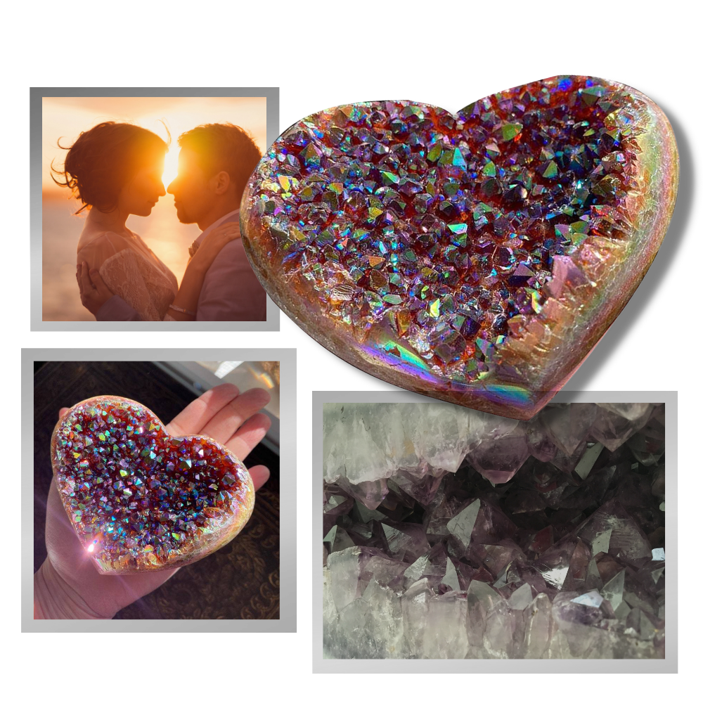 Heart-Shaped Rainbow Crystal Cluster - Ozerty