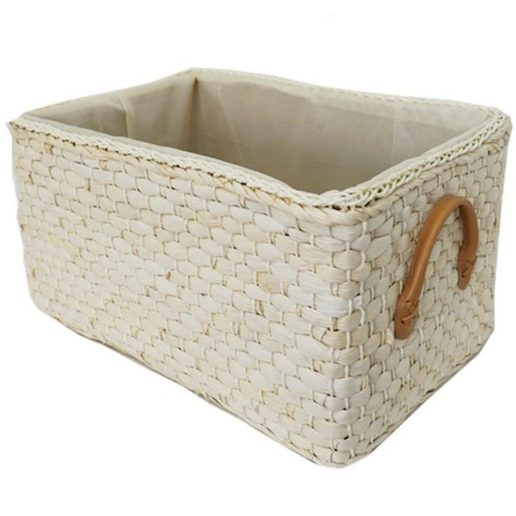 Hand Woven Wicker Basket -White - Ozerty