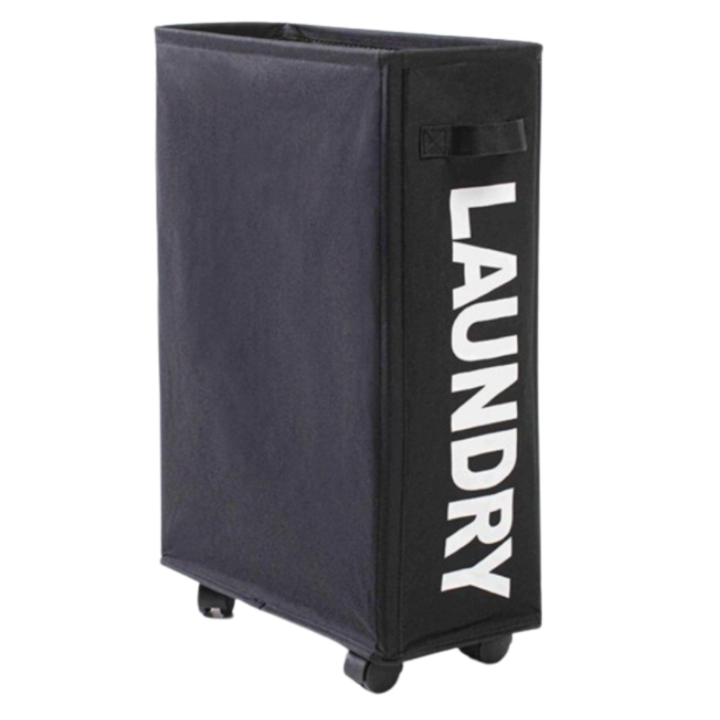 Portable Laundry Basket with Wheels -Black - Ozerty