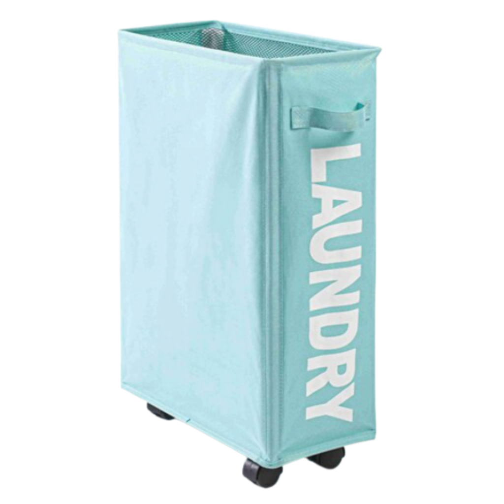 Portable Laundry Basket with Wheels -Blue - Ozerty