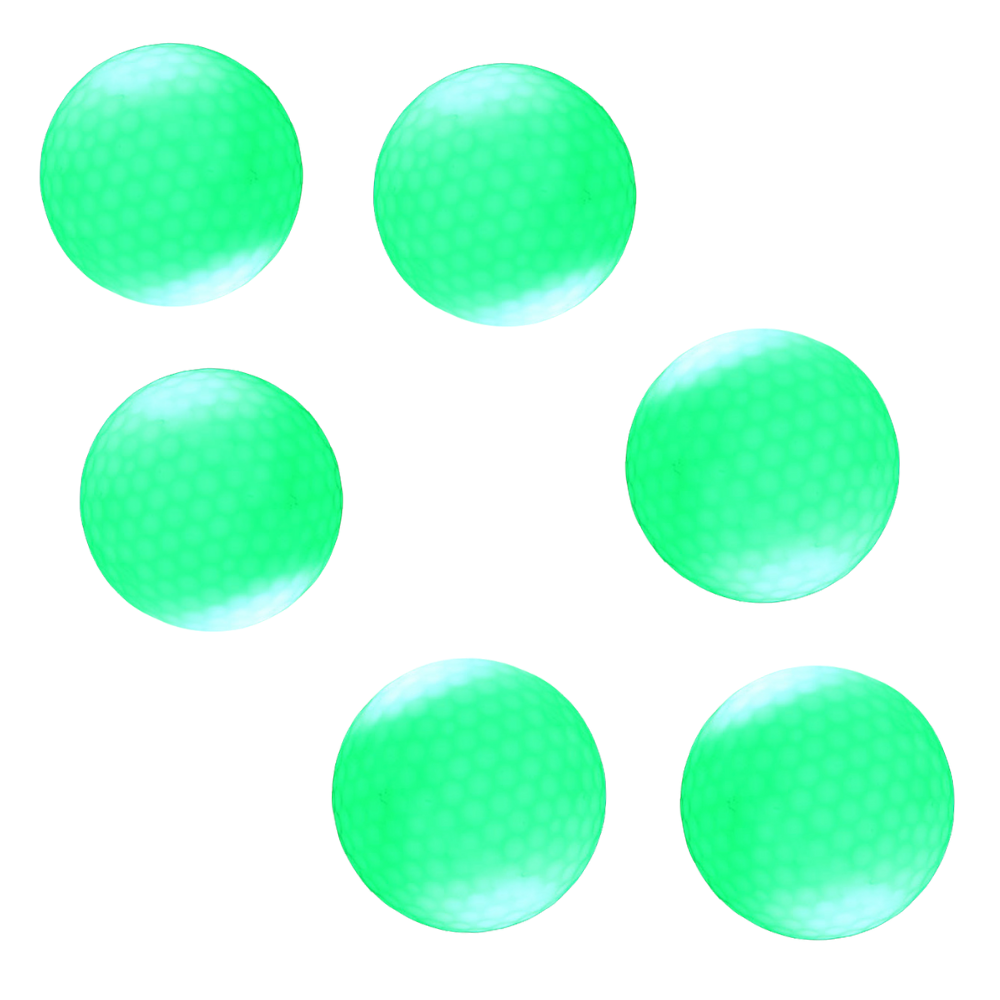 Pack of 6 LED Glowing Golf Balls -Green - Ozerty