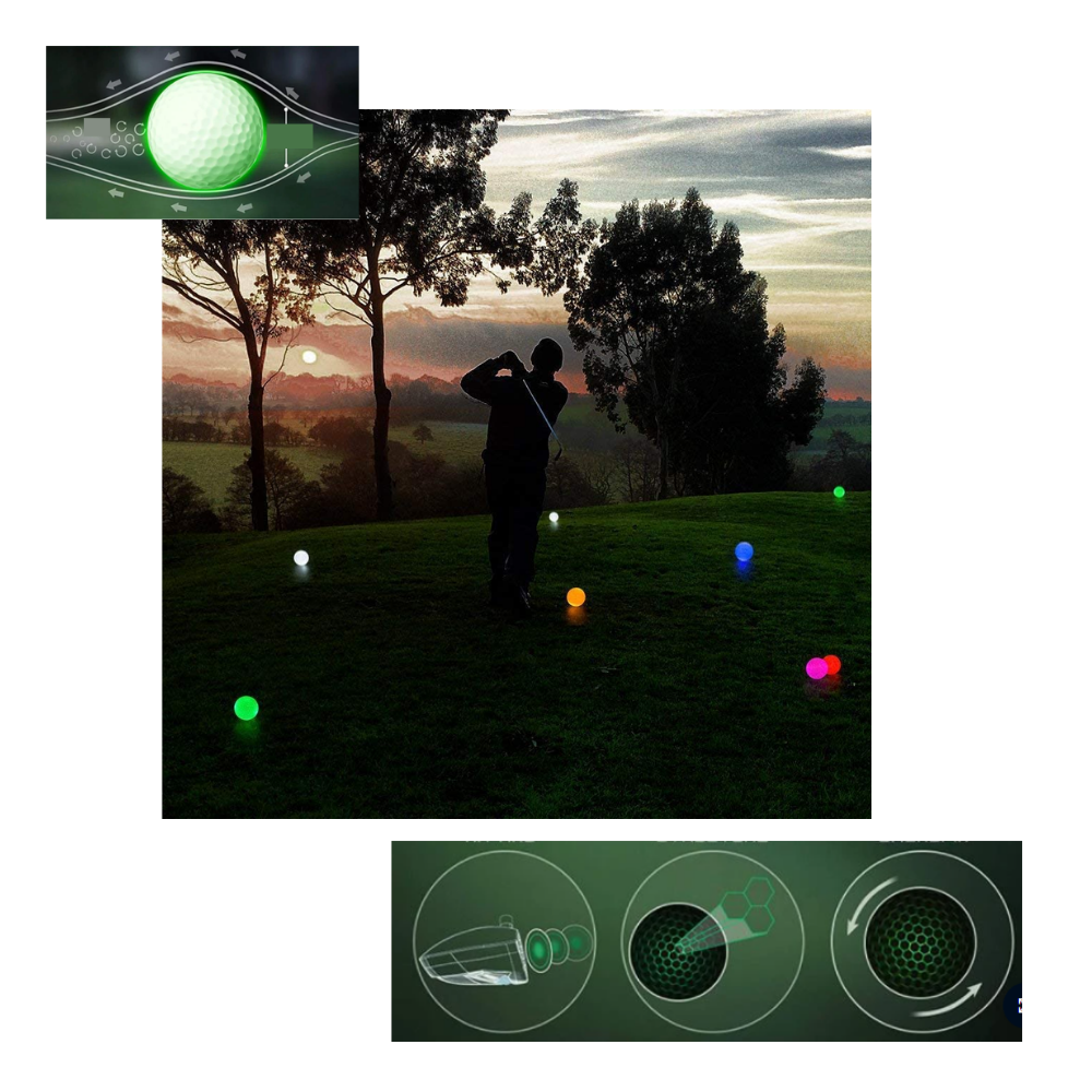 Pack of 6 LED Glowing Golf Balls - Ozerty