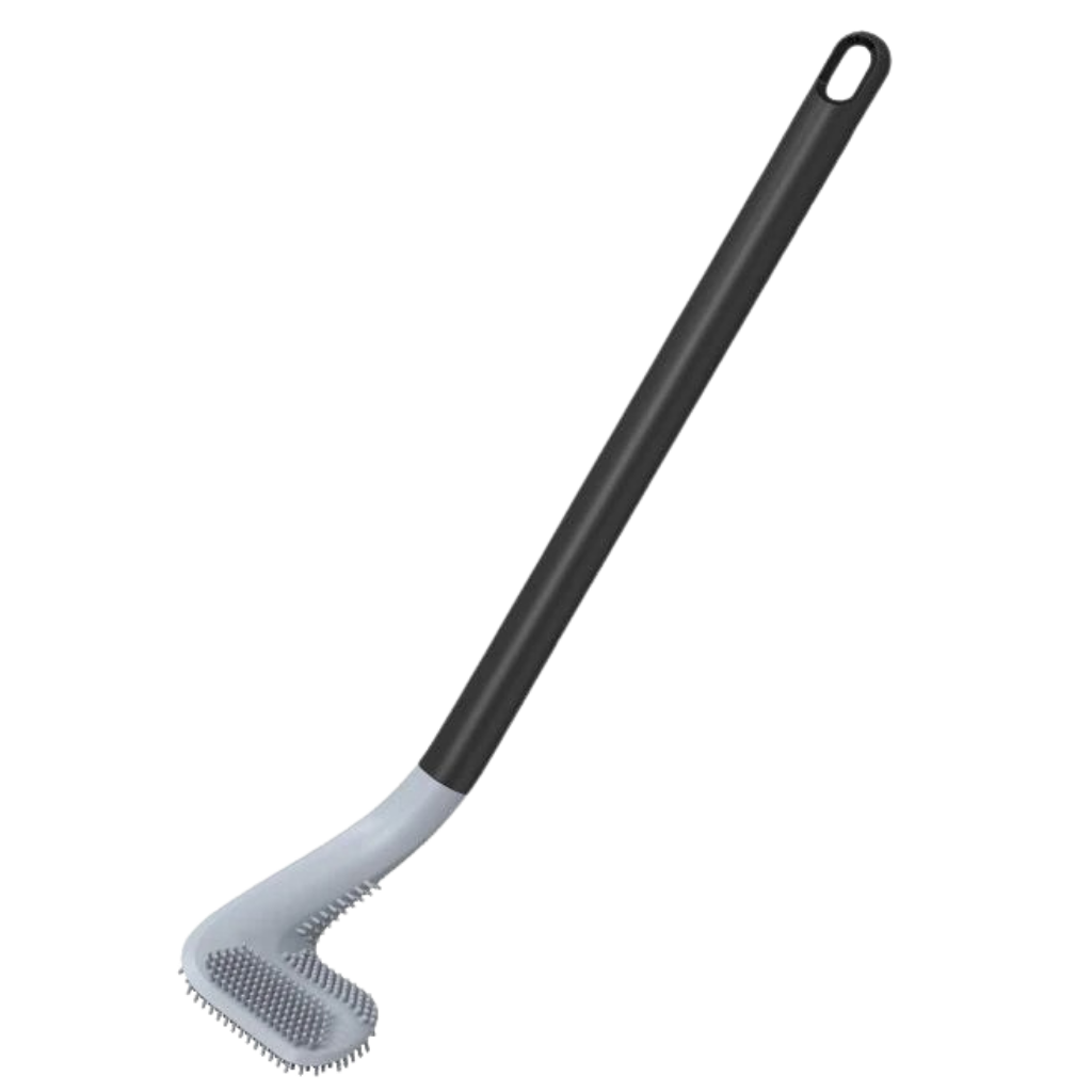 Long handle toilet brush with wall mounted base -Black - Ozerty