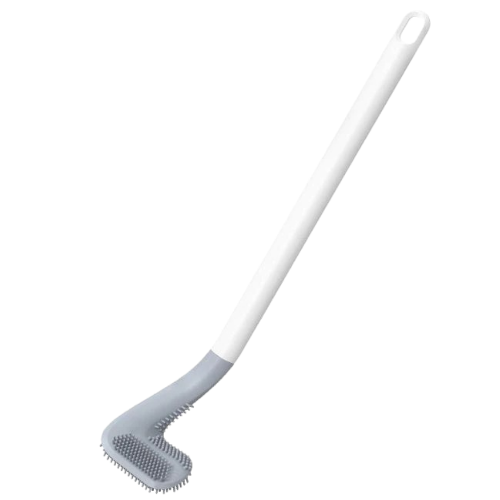 Long handle toilet brush with wall mounted base -White - Ozerty