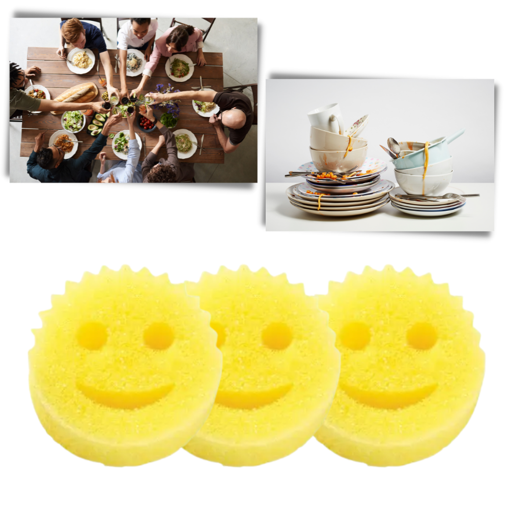 Smiley Magic Dishwashing Sponge - Ozerty