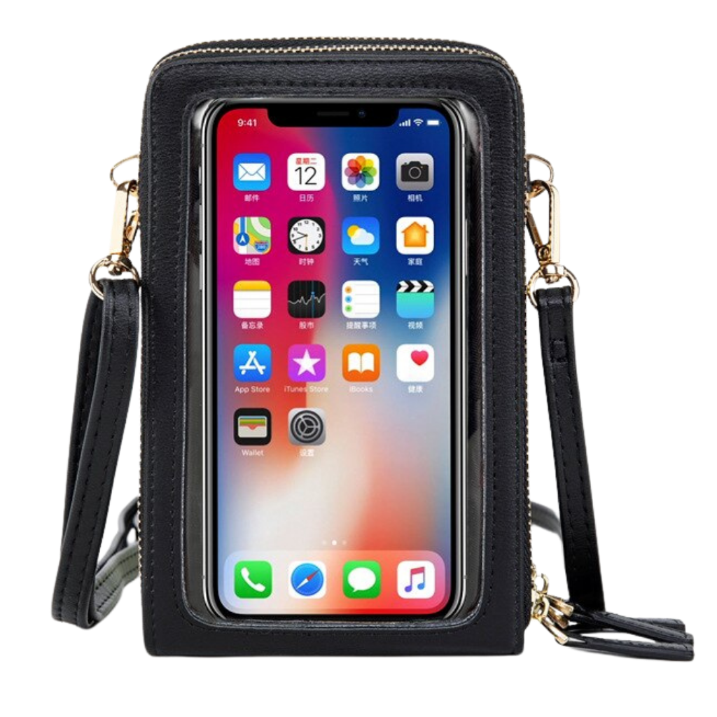 Multi pockets touchscreen crossbody bag -Black - Ozerty