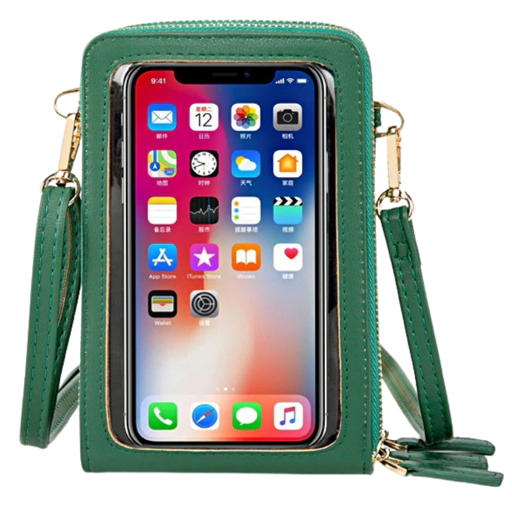 Multi pockets touchscreen crossbody bag -Green - Ozerty