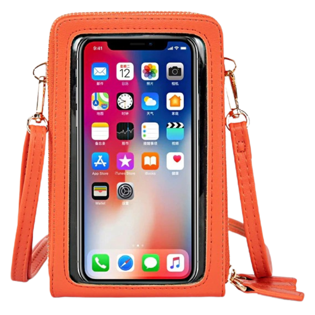 Multi pockets touchscreen crossbody bag -Orange - Ozerty