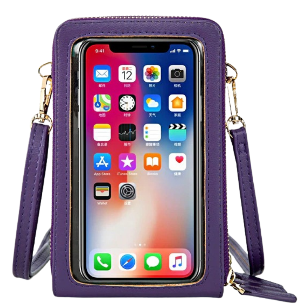 Multi pockets touchscreen crossbody bag -Purple - Ozerty